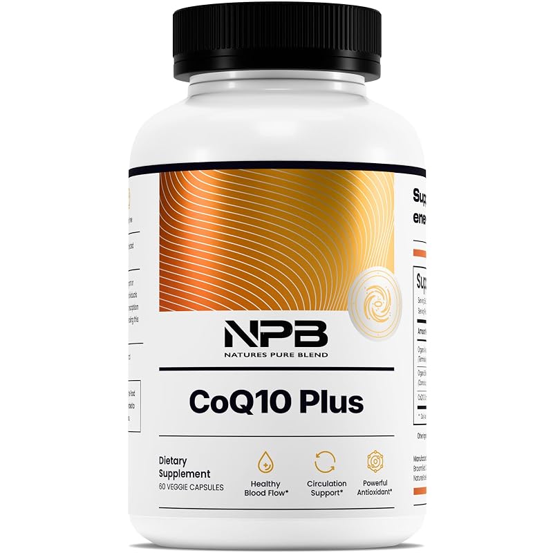 Nature's Pure Blend Suplemento de CoQ10 com ubiquinol, arjuna e shankpushpi, 60 cápsulas