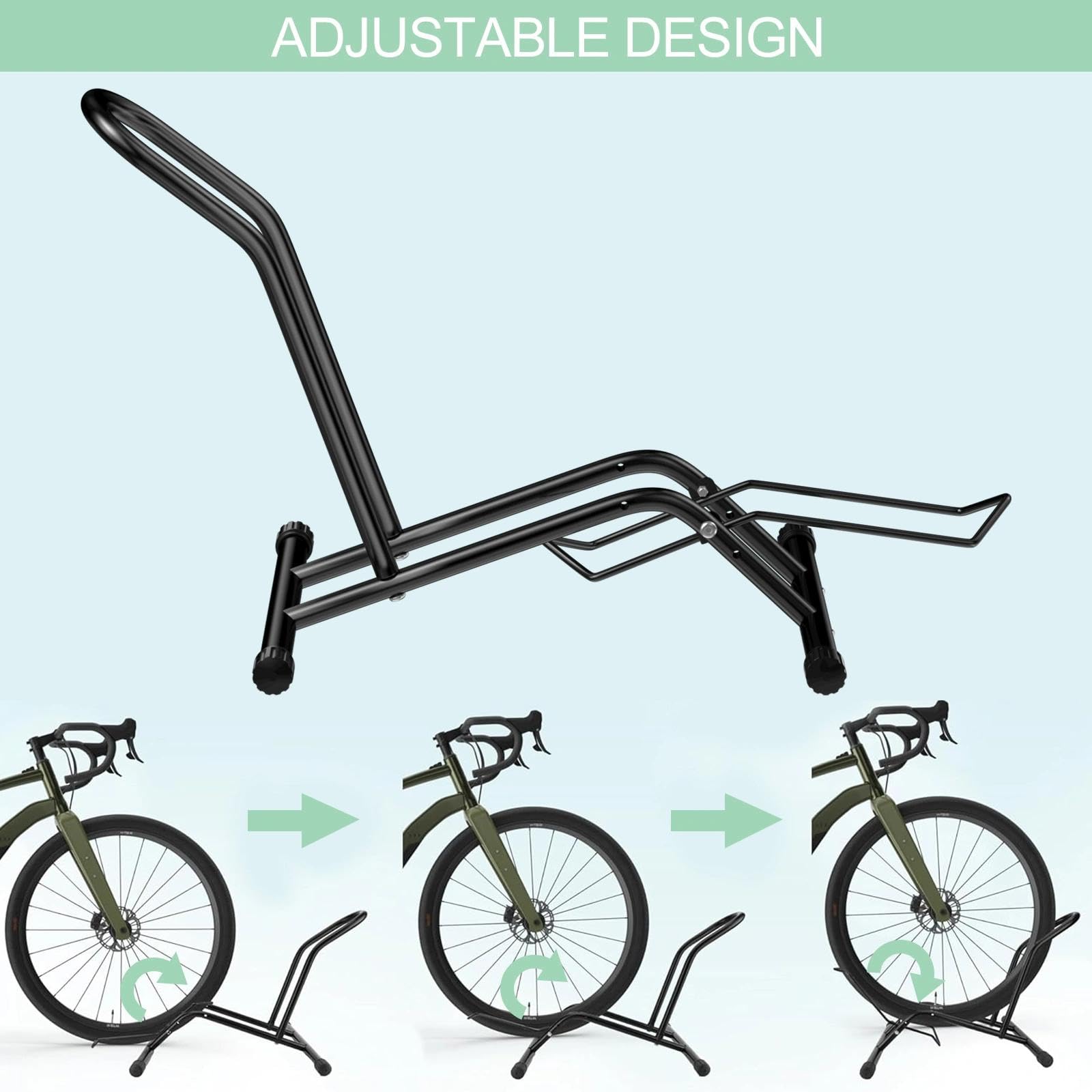 1 Pieza Soporte Bicicleta, Soporte Bici Suelo, Aparcamento Bicicleta, Soporte de Bicicleta Independiente, Soporte para Estacionamiento de Bicicletas para Rueda Delantera o Trasera(Negro)