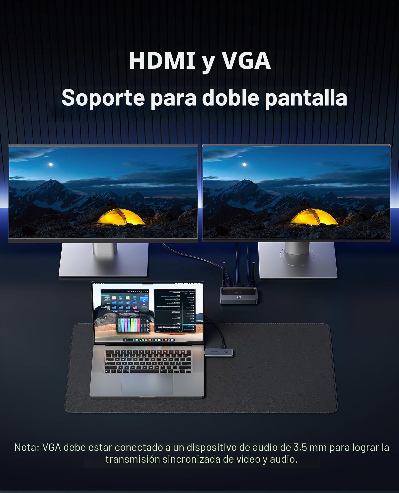 VENTION - Transmisor y receptor HDMI inalámbrico de 50 m, decodificación 1080P 60 Hz, kit extensor de vídeo inalámbrico 5G, Plug & Play, transmisión de audio y vídeo síncrono para PC, Laptop, TV Box
