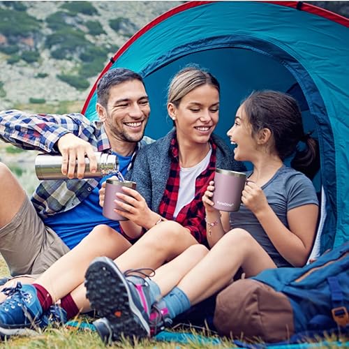 Miniatura 5 de Taza de café aislada con tapa, taza de café de acero inoxidable de 12 onzas, taza de viaje de café al vacío de doble pared con asa, recubrimiento en