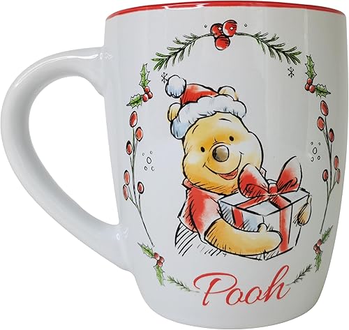 Miniatura 30 de Silver Buffalo Disney Winnie the Pooh - Taza de cerámica con diseño de hojas de otoño, 20 onzas Azul/Blanco,Taza de cerámica para caravana