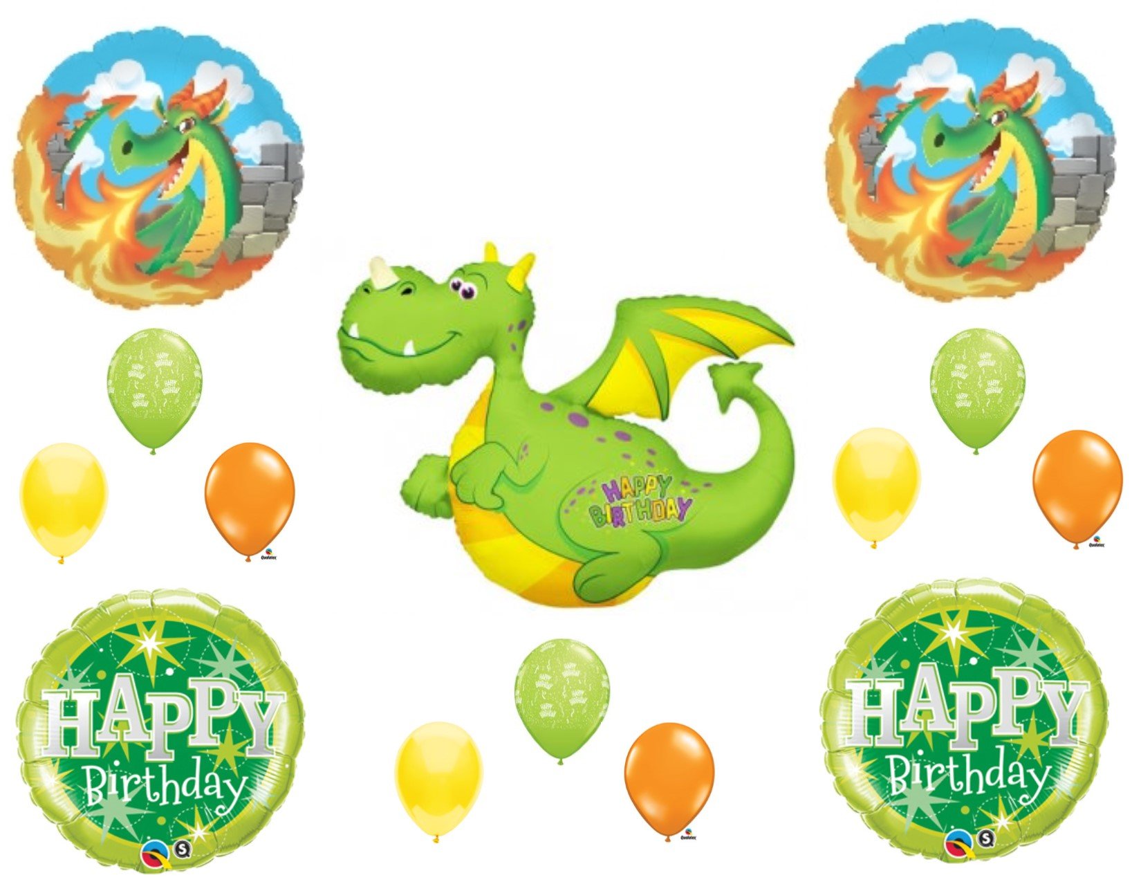 Green Dragon Birthday Party Balloons Decoration Supplies Magic Fire Castle