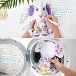 DIY Coloring Plush Toy with Washable Markers, Scribble Pets Stuffed Animal, Doodle Dolls Art Toy for Boys and Girls Ages 3-8, Birthday Gift (Elephant)