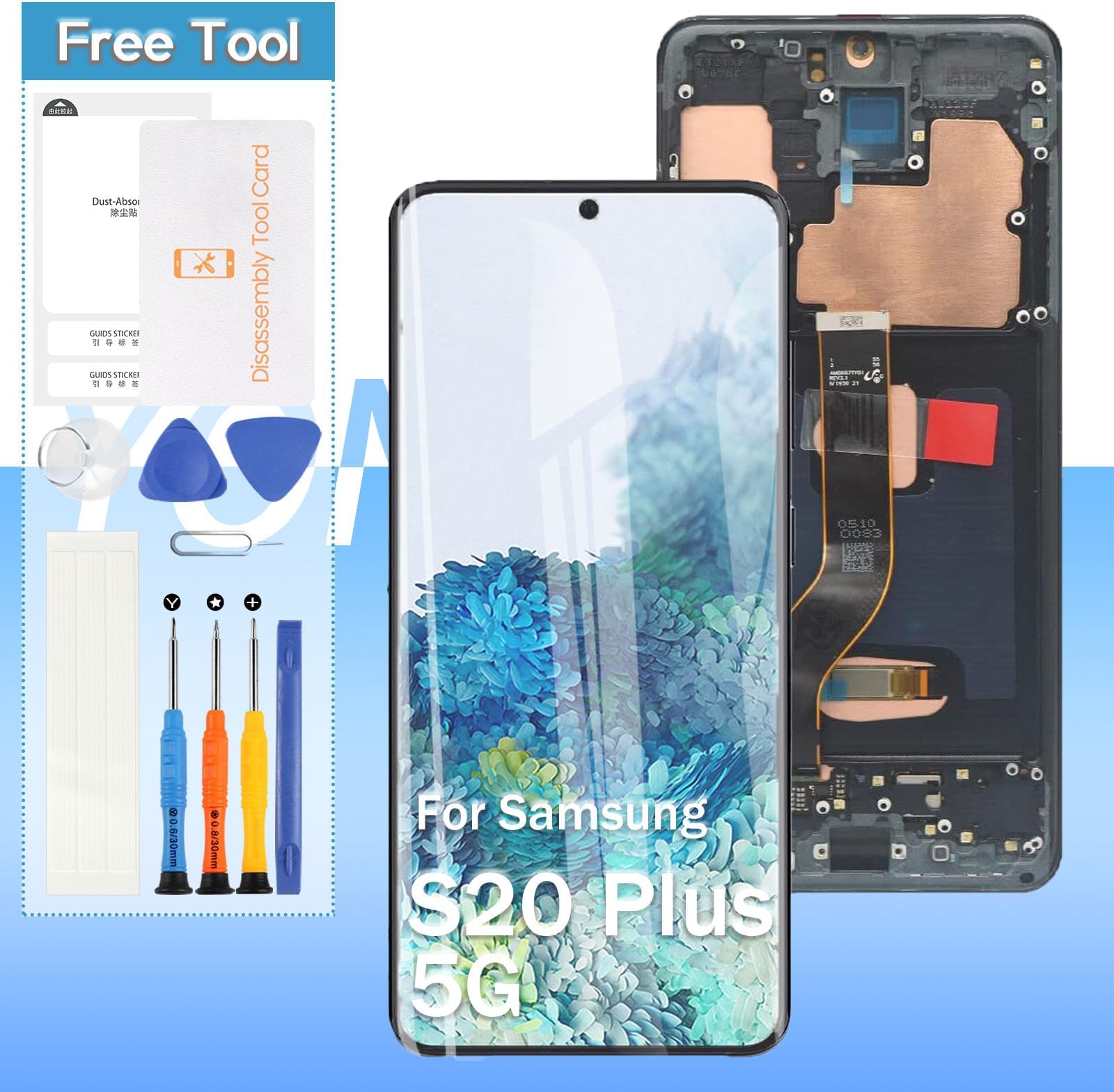 Screen Replacement for Samsung Galaxy S20 Plus/ S20 Plus 5G SM-G986 SM-G985 6.7" OLED LCD Display Touch Digitizer Assembly with Tools(Black with Frame)