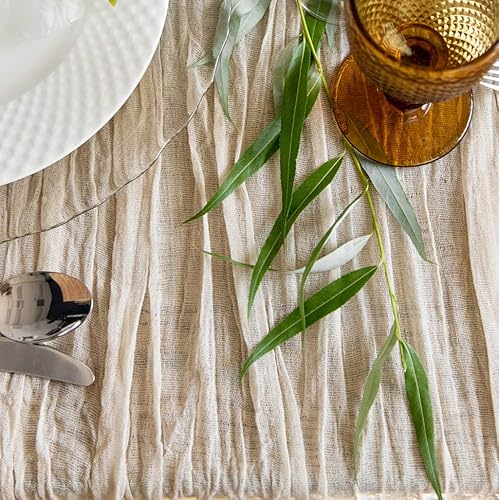 Gauze Table Runner Bulk Ivory Nude Cheesecloth Table Runner - Table Cloth For Wedding Decor - Rustic Table Runner 142 In Long - Boho Chick Rustic Wedding Table Decor - Long Table Runner For Wedding #TOP7