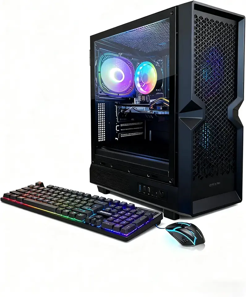 STGAubron PC Desktop para jogos, Radeon RX 580 16G, Intel Core i7 até 3,9G, 16G RAM, 512G SSD, 600M WiFi, BT 5.0, RGB Fan x3, Windows 11 Home