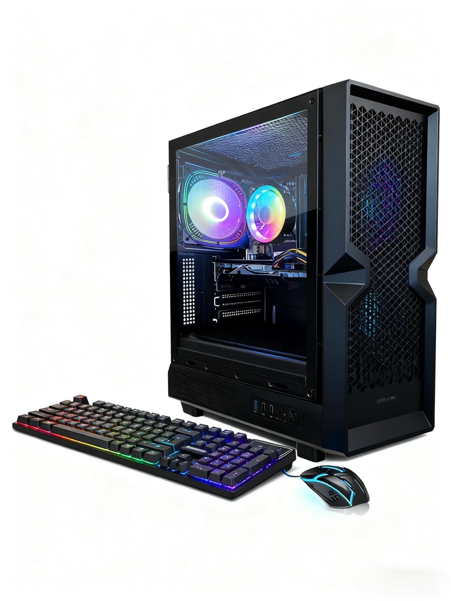 STGAubron Gaming PC Desktop, Radeon RX 580 16G, Intel Core i7 up to 3.9G, 16G RAM, 512G SSD, 600M WiFi, BT 5.0, RGB Fan x3, Windows 11 Home