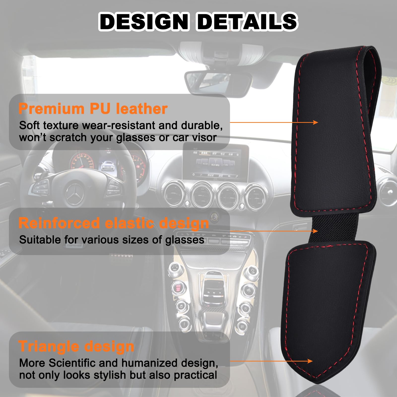 Schwarzer Sonnenbrillenhalter für Auto-Visier, magnetischer Leder-Sonnenbrillen-Clip für Auto-Visier, Autozubehör für Damen und Herren, Innenbereich, Visier-Sonnenbrillen-Halter-Clip (schwarz)