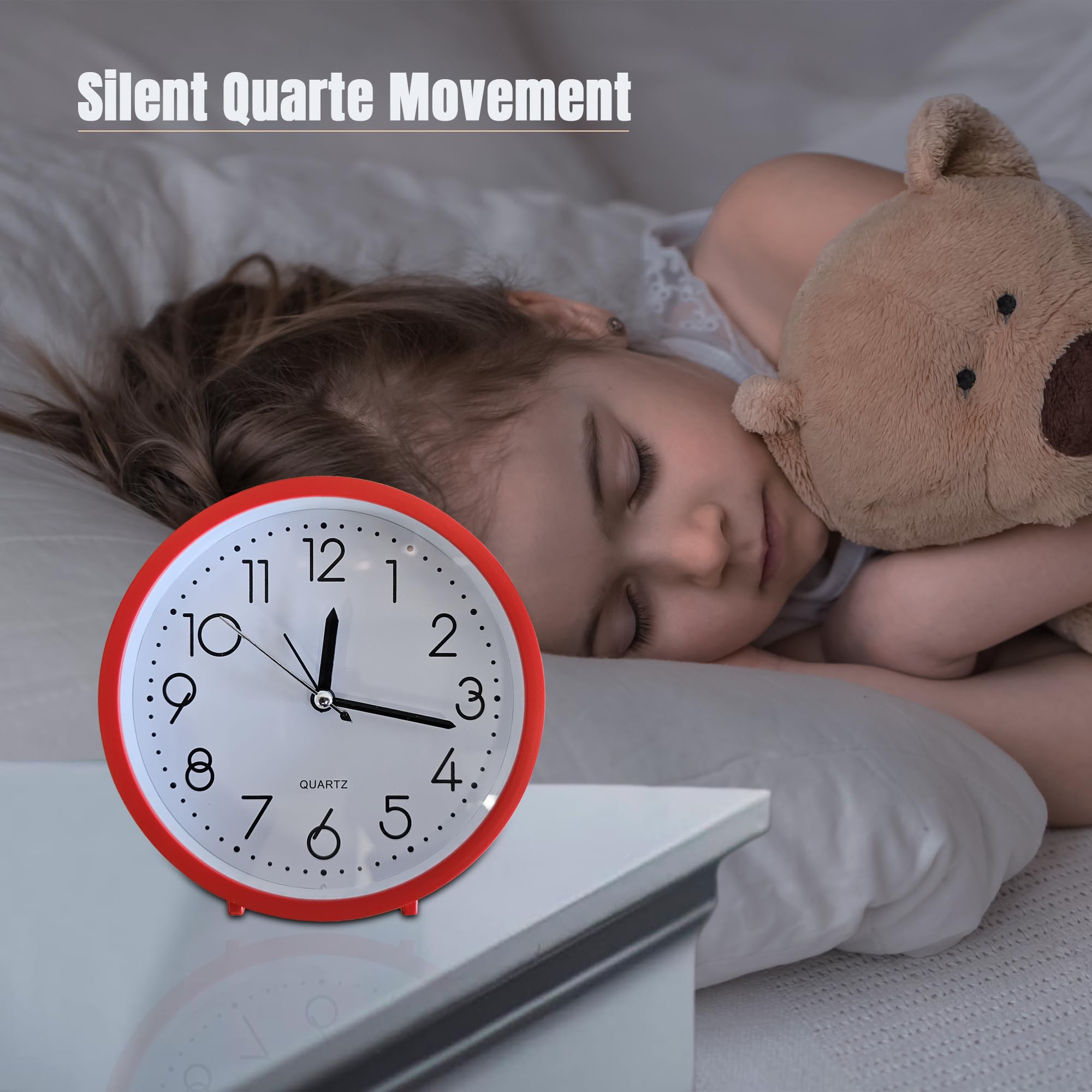 LEDSone Sveglia Silenziosa Da Comodino – Display Retroilluminato, Rosso, Alimentazione A Batteria