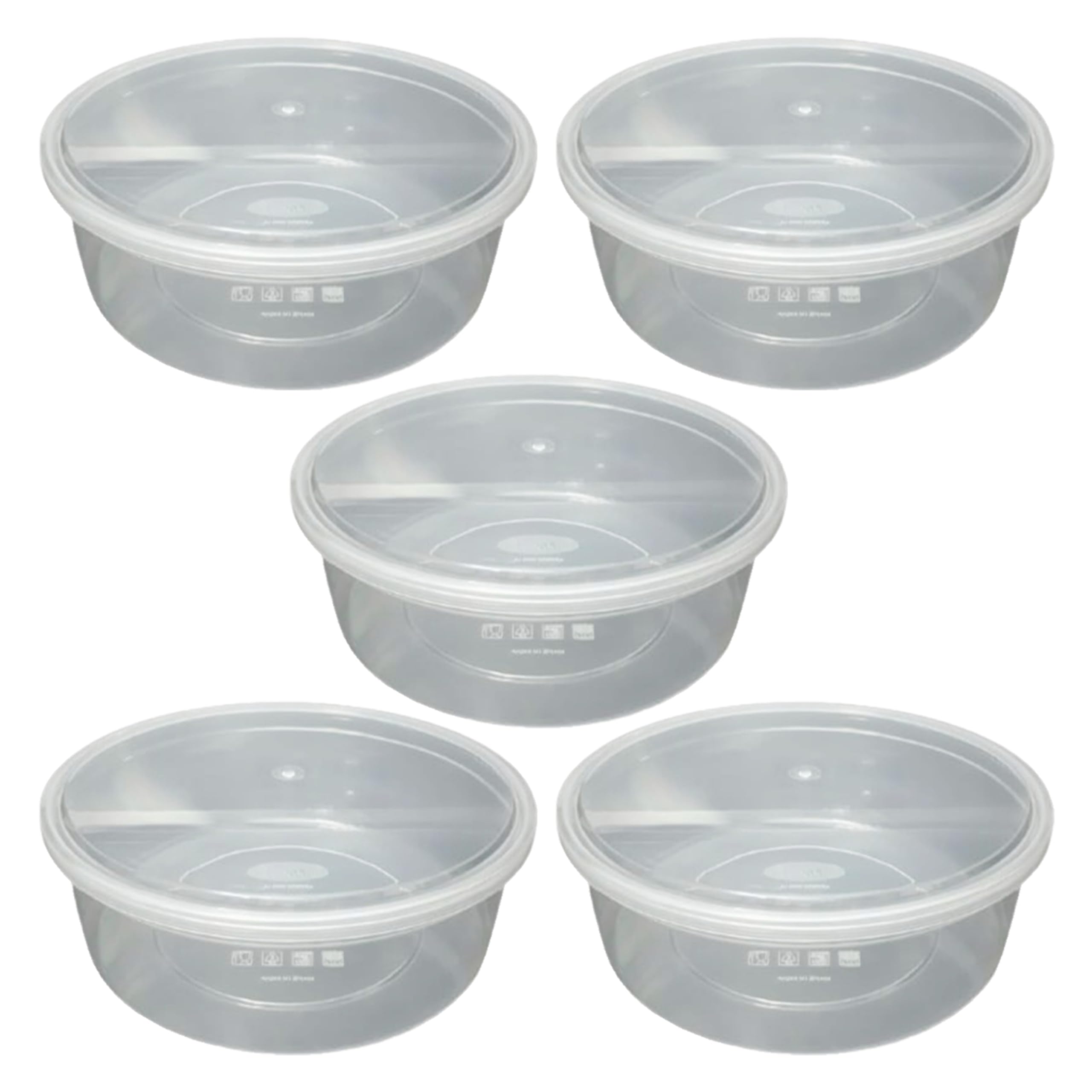 (Pack of 5) 2500ML Clear Round Plastic Food Container with Airtight Lids Food Storage Tubs Meal Prep Takeaway for Catering Christmas/Home Party Reusable BPA Free Microwave & Freezer Safe