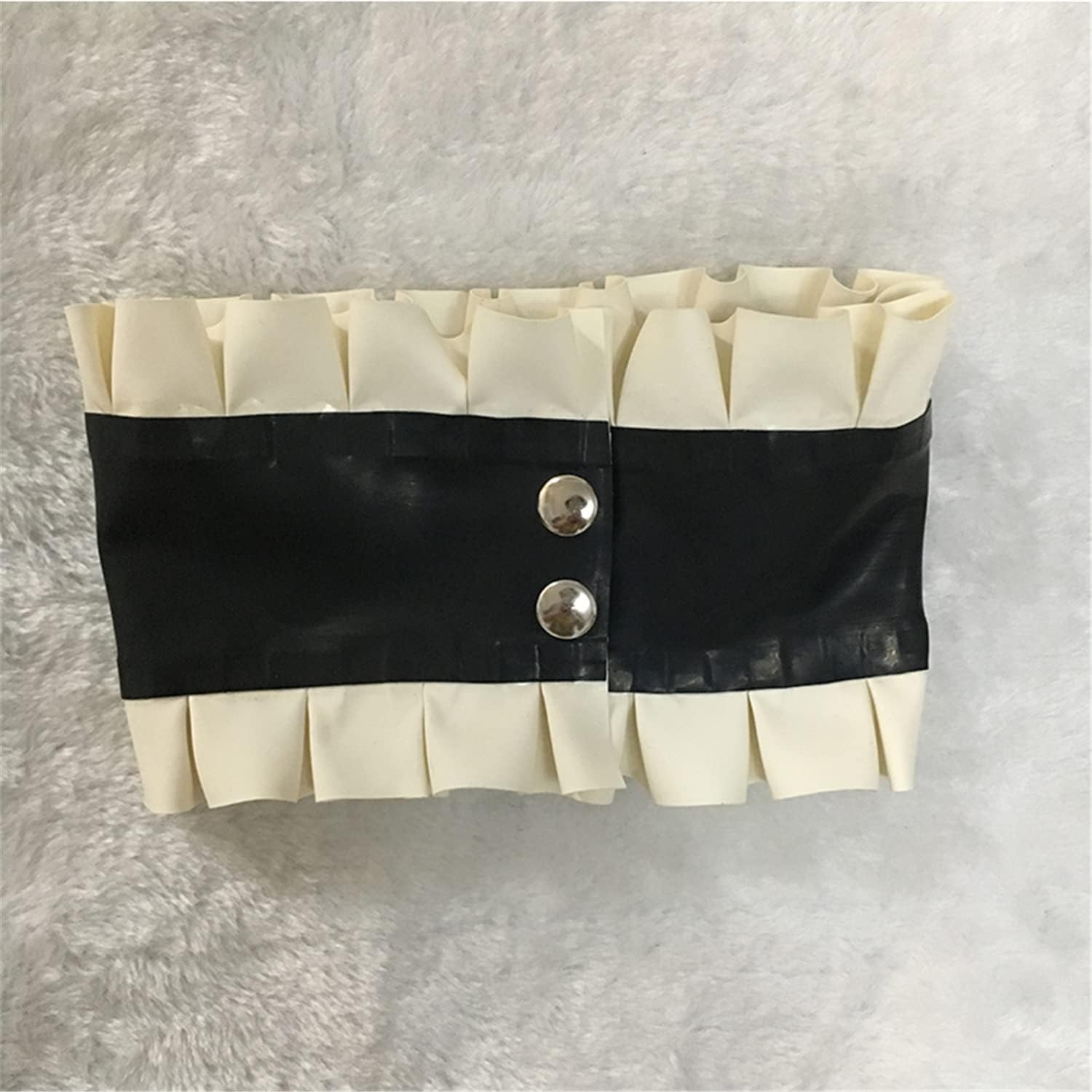 Black Latex Collar with White Brim Back Buckle Handmade Rubber Neck Cover Club Party Wear