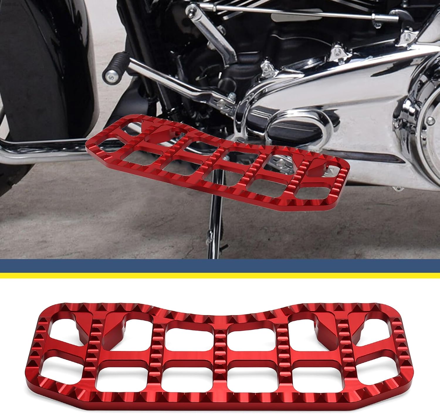 Motorcycle Floorboards Mini Front Footboards Mx Foot Pegs Fit For Harley 86-later Touring Street Glide Road King Road Glide Electra Glide Trike 12-2016 Dyna FLD 86-2017 FL Softail (Red)