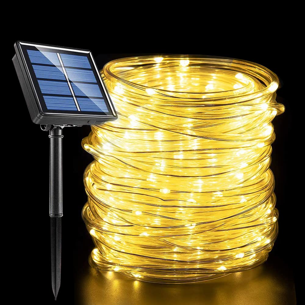 CASAVIDASolar Rope Lights, 99 Feet 600 LED 8 Modes Solar String Lights Tube Lights Outdoor Fairy Lights Waterproof with Solar Panel for Outdoor Indoor Home Decoration Garden Patio Parties