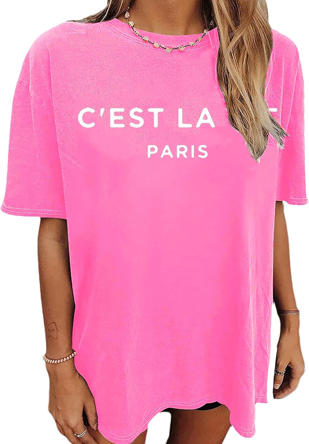 Zoyami Womens Oversized T Shirt Vintage Letter Graphic Tee Casual Summer Loose Short Sleeve Top