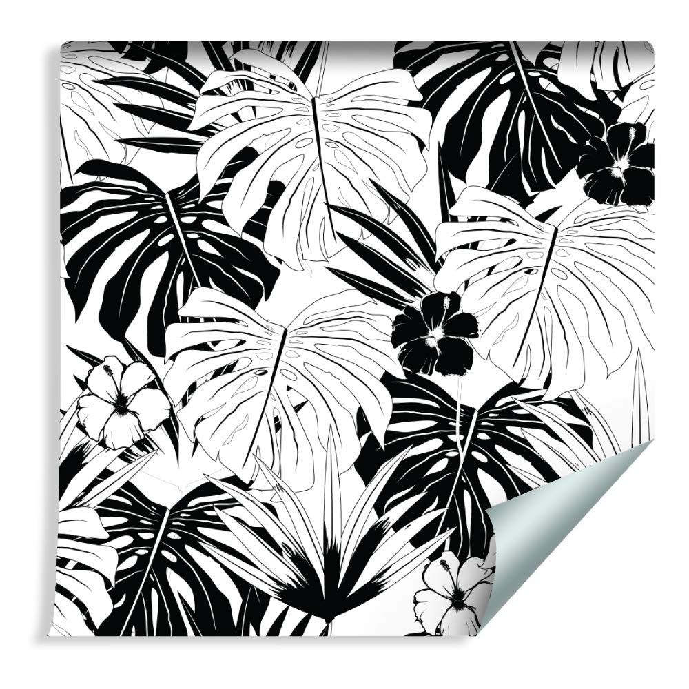 Papier Peint Feuilles Tropicales Résistant en Vinyle Épais Motif Végétation Moderne Muralo