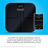 Garmin Index S2, báscula inteligente con conectividad inalámbrica, mide la grasa corporal, el músculo, la masa ósea, el % de agua corporal y más, color negro (010-02294-02)