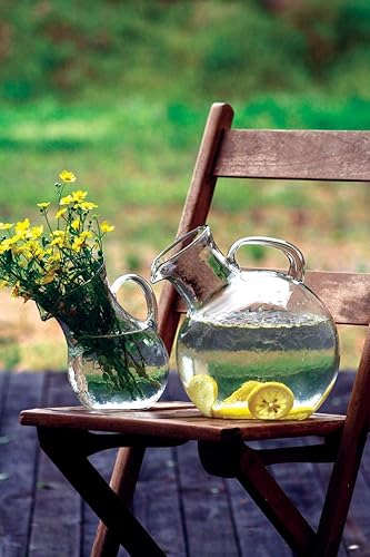 Miniatura 2 de MY SWANKY HOME Jarra de bola inclinada redonda clásica de estilo vintage de 10 pulgadas de vidrio hecho a mano