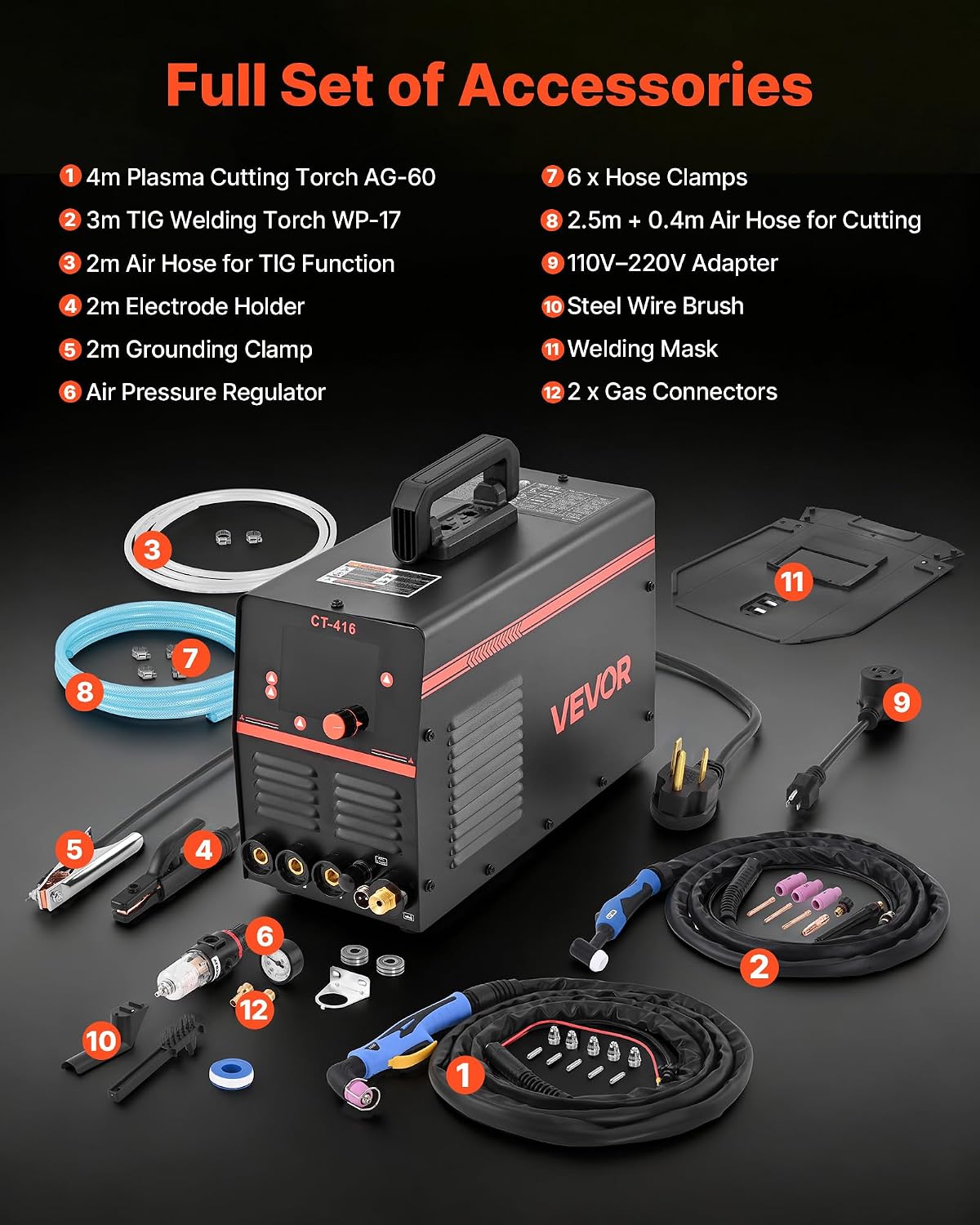 VEVOR 3-in-1 Plasma Cutter Welder Combo - CUT/TIG/MMA, 50A Non-Contact Cutting Machine & 200A TIG Stick Welder, Digital 110/220V Dual Voltage with 2T/4T/PA/PT Function for Home Repairs Workshops