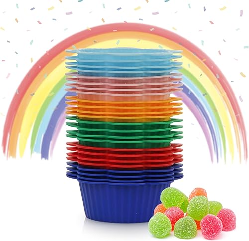 Miniatura 5 de Zoofen 24 forros de silicona reutilizables para magdalenas, moldes para cupcakes para bodas, cumpleaños, fiestas (forma de flor D)