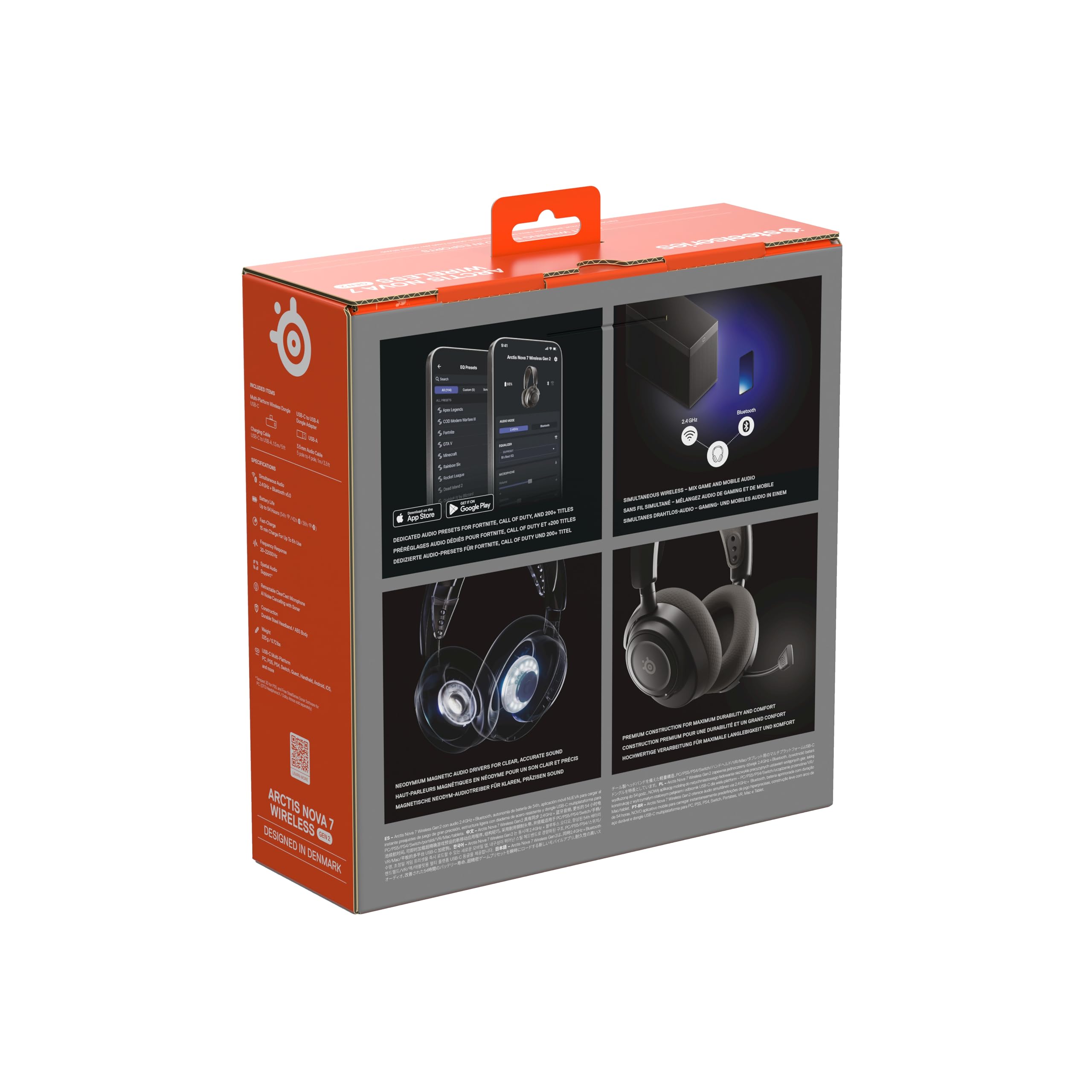 SteelSeries Arctis Nova 7 Wireless Gen 2 Auriculares gaming multiplataforma -Control de app en tiempo real -Más de 50 horas -Controladores magnéticos de neodimio -2,4 GHz y Bluetooth -PC,PS5,Switch1/2