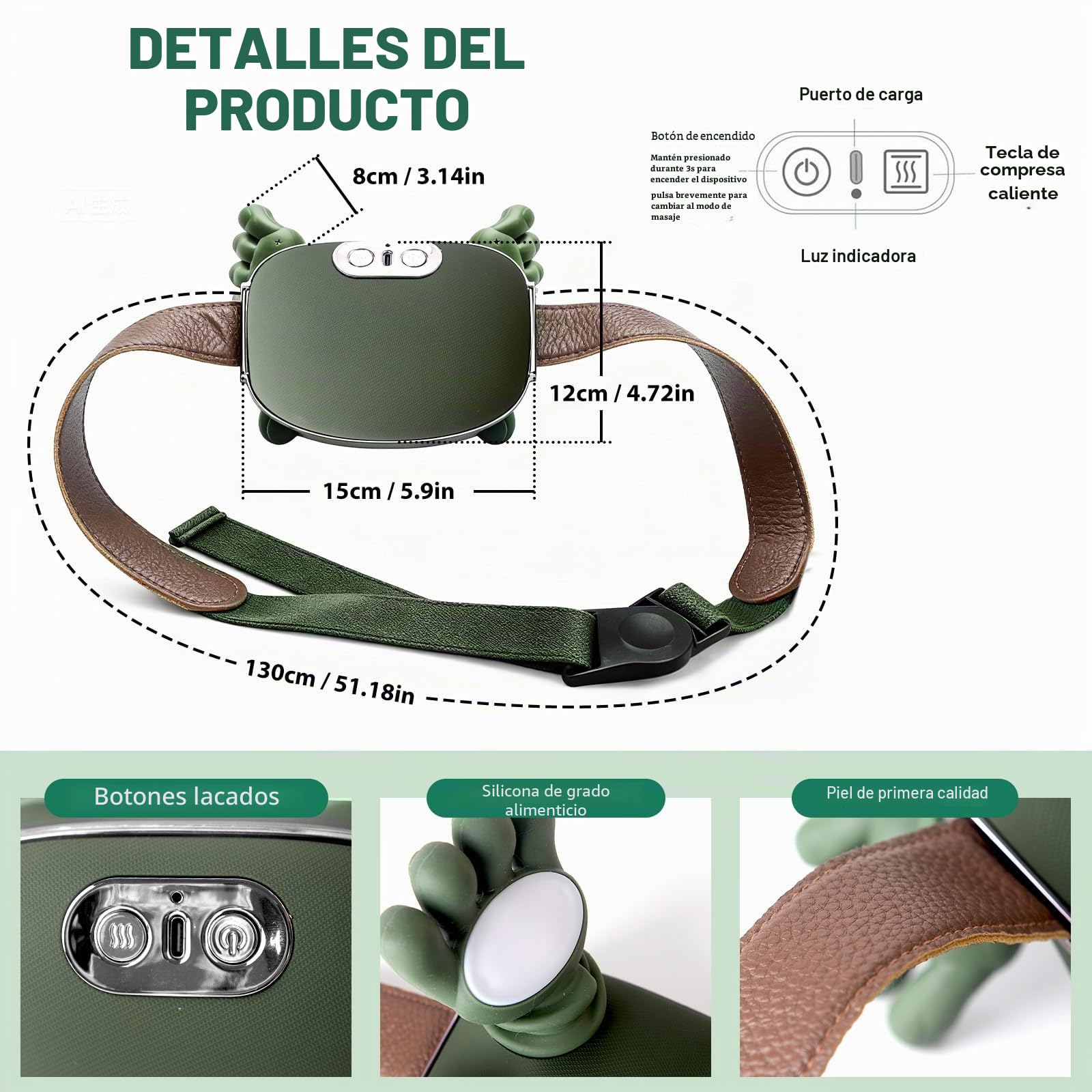Masajeador Cervical 4D con Calor, 3 Intensidades, 2 Niveles de Calor (40-45°C), Ergonómico