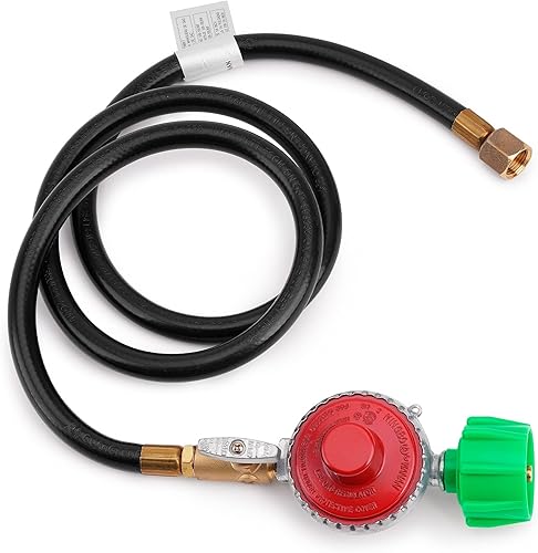 Miniatura 5 de Stanbroil Conjunto de manguera de válvula reguladora ajustable de propano de alta presión de 48 pulgadas y 10 PSI - QCC1 x 3/8 "Flare Swivel Fitting