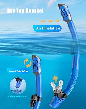 Snorkel Set Adults 2Pack, Panoramic View Snorkel Mask | Anti-Fog Dry Top Snorkel Kit Panoramic View Diving Mask with Travel Bag Diving Set for Snorkeling Diving Swimming Travel