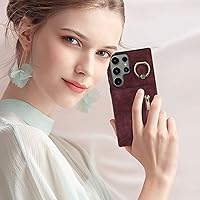 Vista 7 de Miimall Funda para Samsung Galaxy S23 Ultra con tarjetero, piel sintética Galaxy S23 Ultra con soporte de anillo, funda magnética Flip S23 Ultra