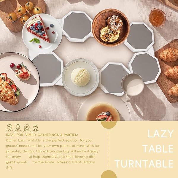 Kitchen Lazy Turntable, Expandable Turntable Rack, Rotating Tray, Kitchen Table Organizer, Tray, Dining Table Organizer for Long Rectangular Tables, Kitchen Dining Table Organizer - 4