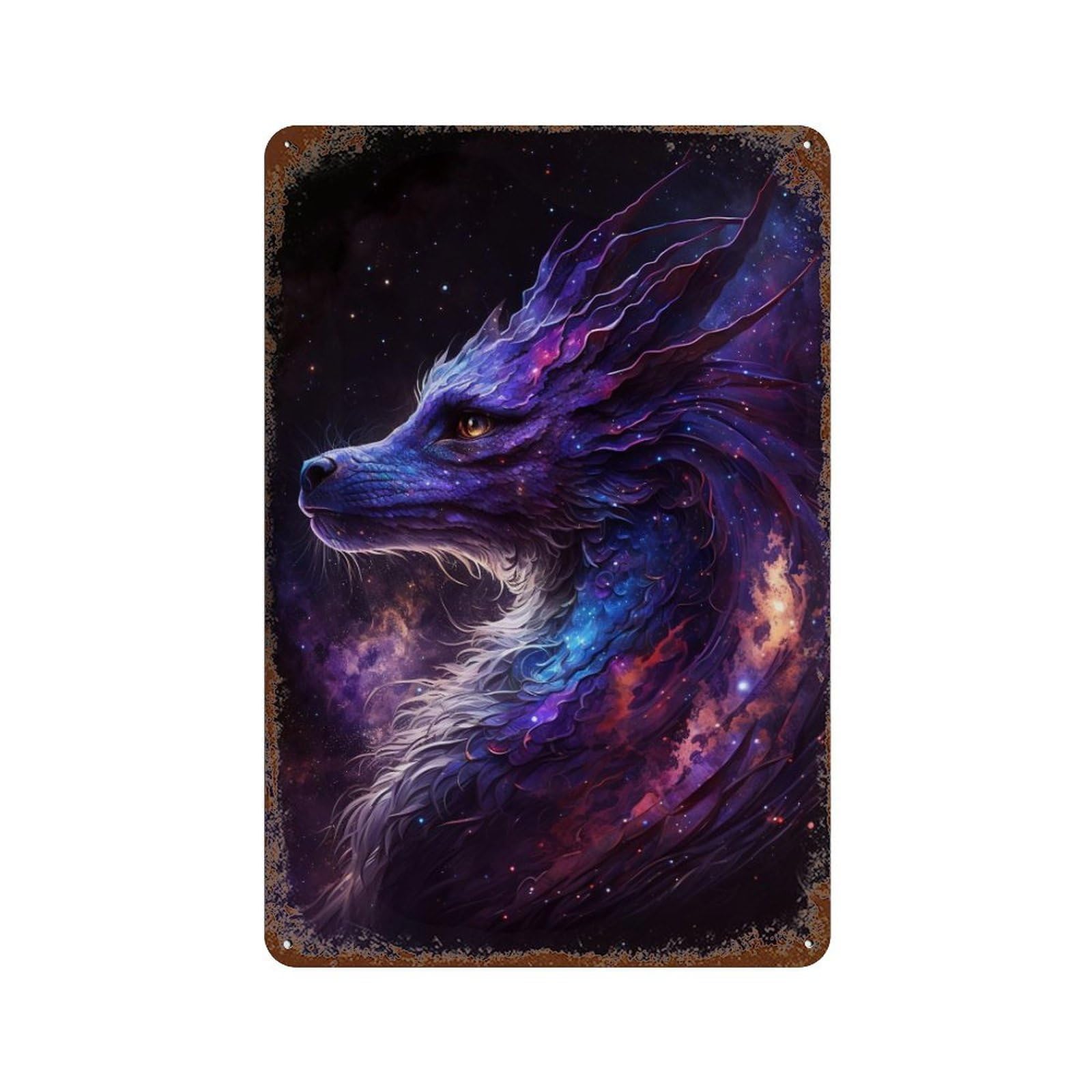 Cosmic Dragon Art Print-15 Retro Metal Sign 11.8"x7.9", Shabby Chic Decor for Bistro, Counter And Cafe Decor