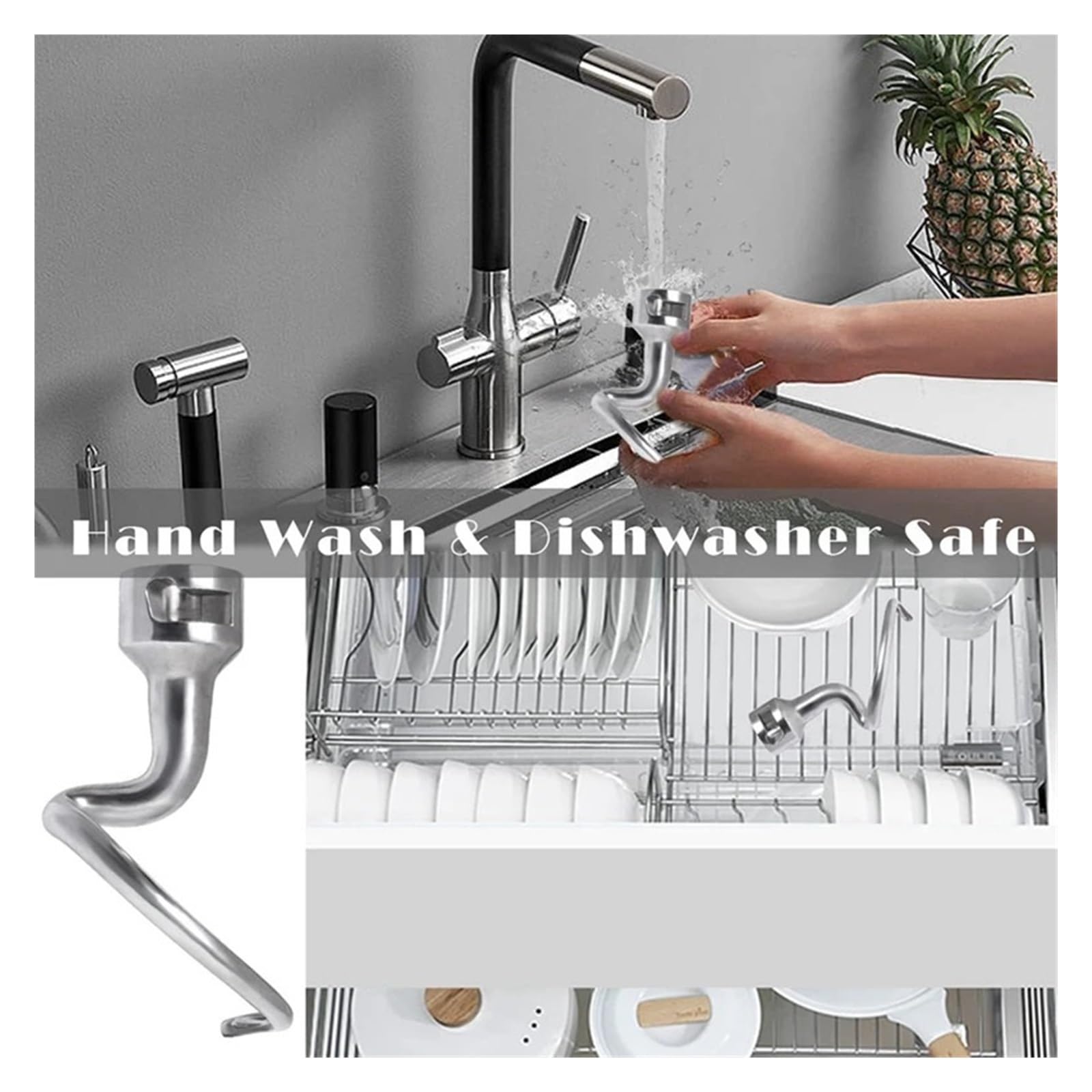 Spiralny hak do ciasta 4,5-5 kwarty Mikser stojący z odchylaną głowicą, wymiana haka do ciasta przystawką Kompatybilny dla Kitchenaid