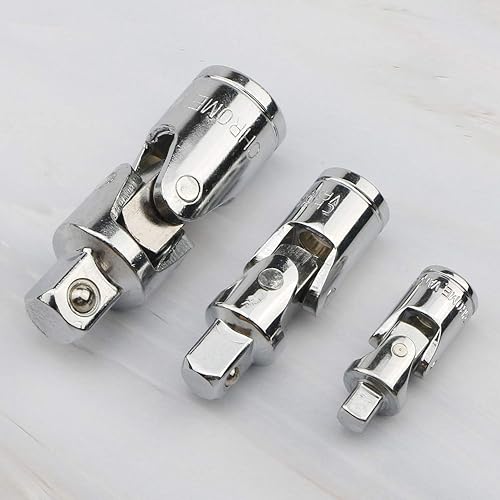 Miniatura 4 de Ellbest Juego de 3 piezas de juntas universales, 14, 38, 12 pulgadas, adaptador de junta de acero al cromo vanadio, adaptador de trinquete de