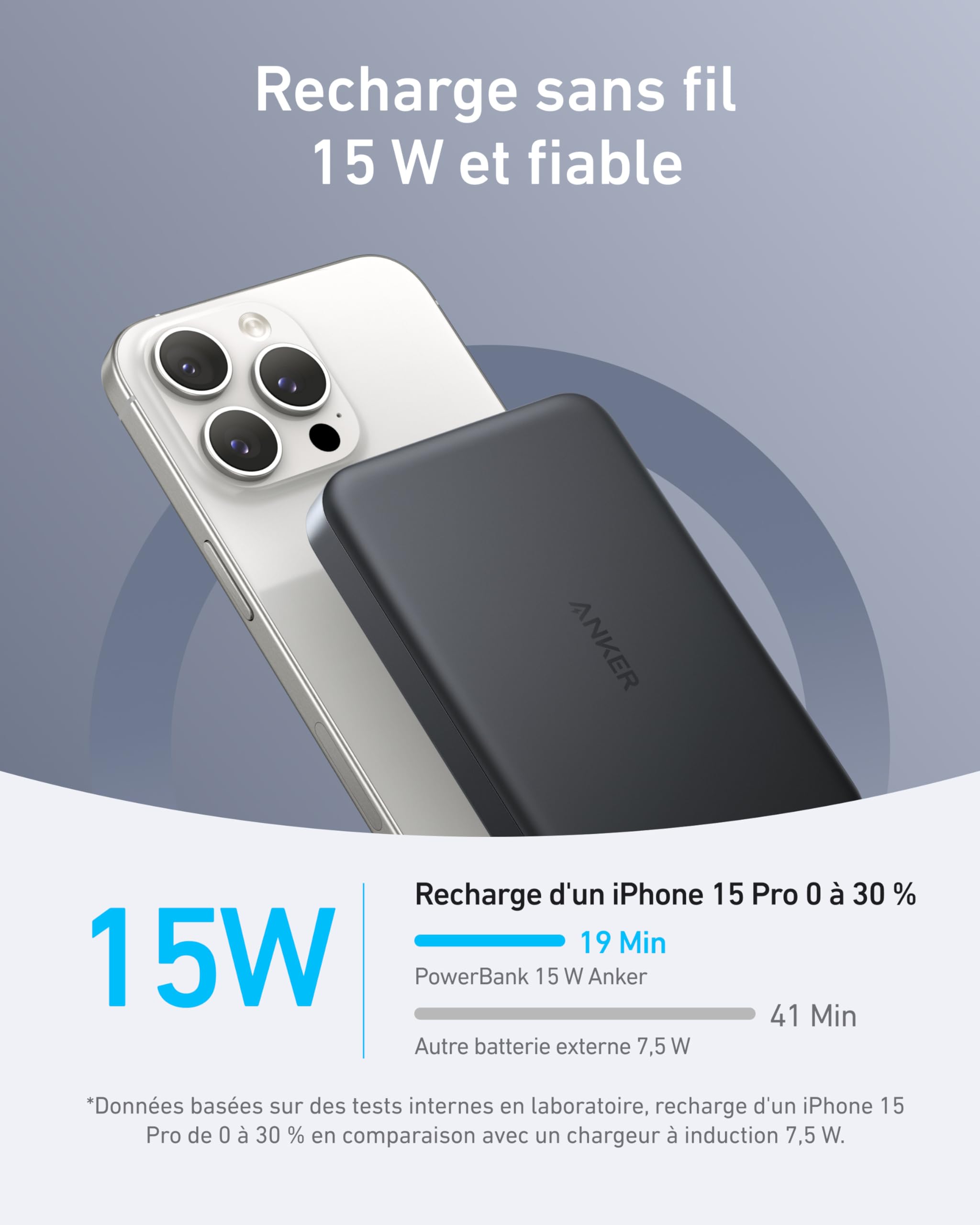 Anker MagGo Batterie Externe Magsafe Certifiée Qi2 15W Magnétique Ultra-Fine 10000 mAh, Chargeur Compatible MagSafe Ultra Rapide, Design Ergonomique, Uniquement pour iPhone 17 Pro Max 16/15/14