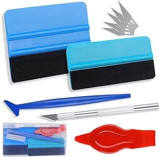 10PCS Window Tint Tools Kit, Premium Vinyl Wrap Kit, Easy to Apply Glass & Window Film Application Kit, Vehicle Vinyl Wrap Tools - 2PCS Felt Squeegee & Micro Squeegee & Craft Knife &Edge Trimmer