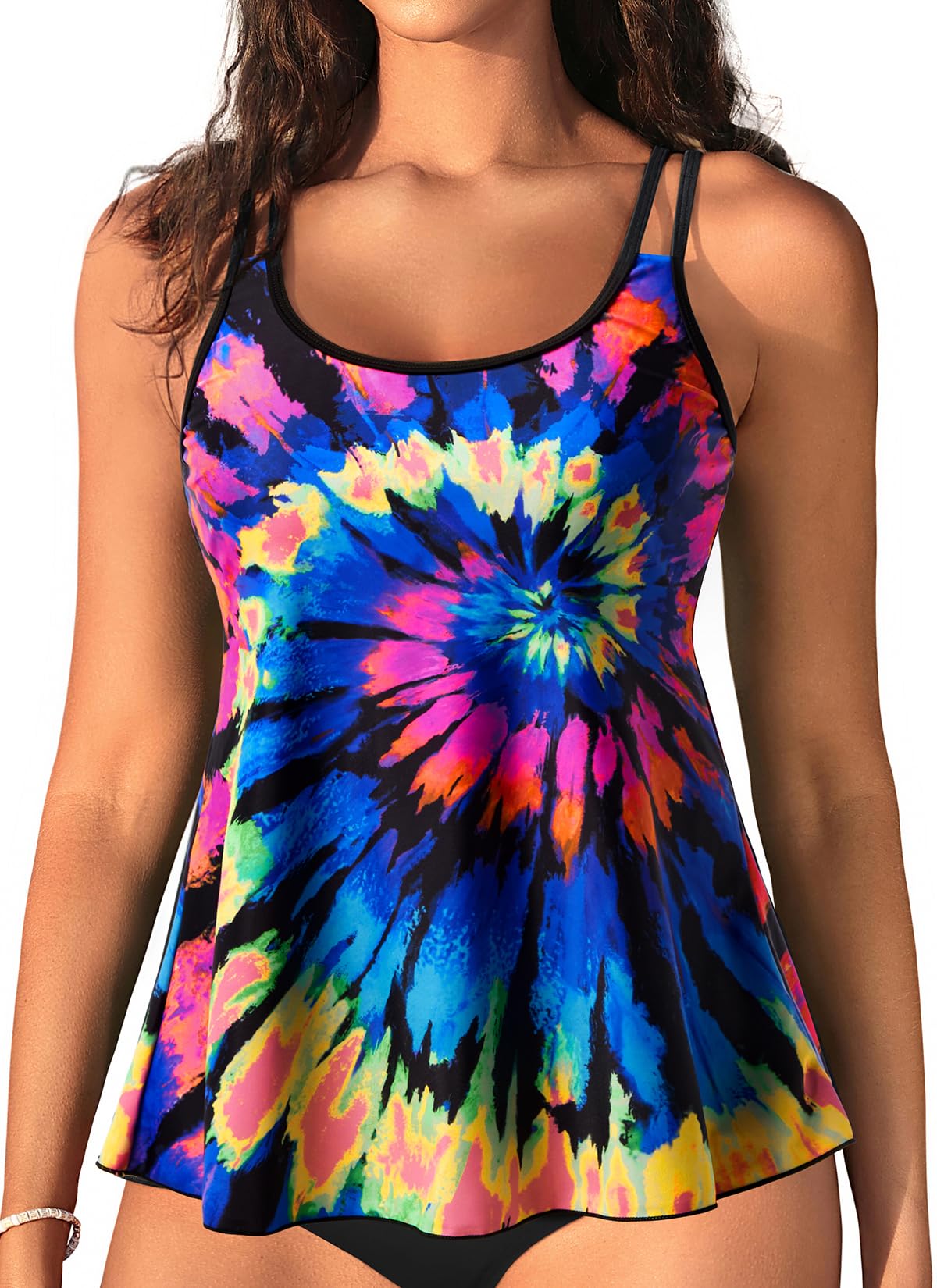 Womens Flowy Tankini Tops Only - Modest Bathing Suit Swim Tops No Bottom