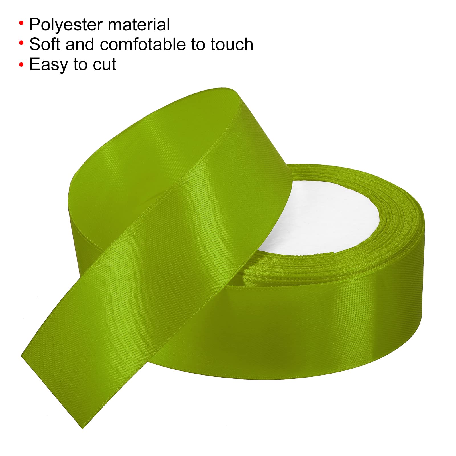 PATIKIL 1.5 Inch Wide 24 Yards Satin Ribbon, Single Side Solid Crafts Roll for Party Home DIY Wrapping Decoration Grass Green - Image 3