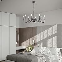 Vista 5 de Doraimi Lighting Candelabros industriales rústicos de hierro de 8 luces, accesorios de iluminación con acabado de bronce aceitado, candelabros