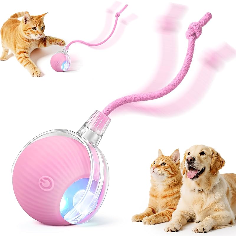 Bola Interativa Automática para Gatos com Superfície de Silicone SilveWillo, Rosa