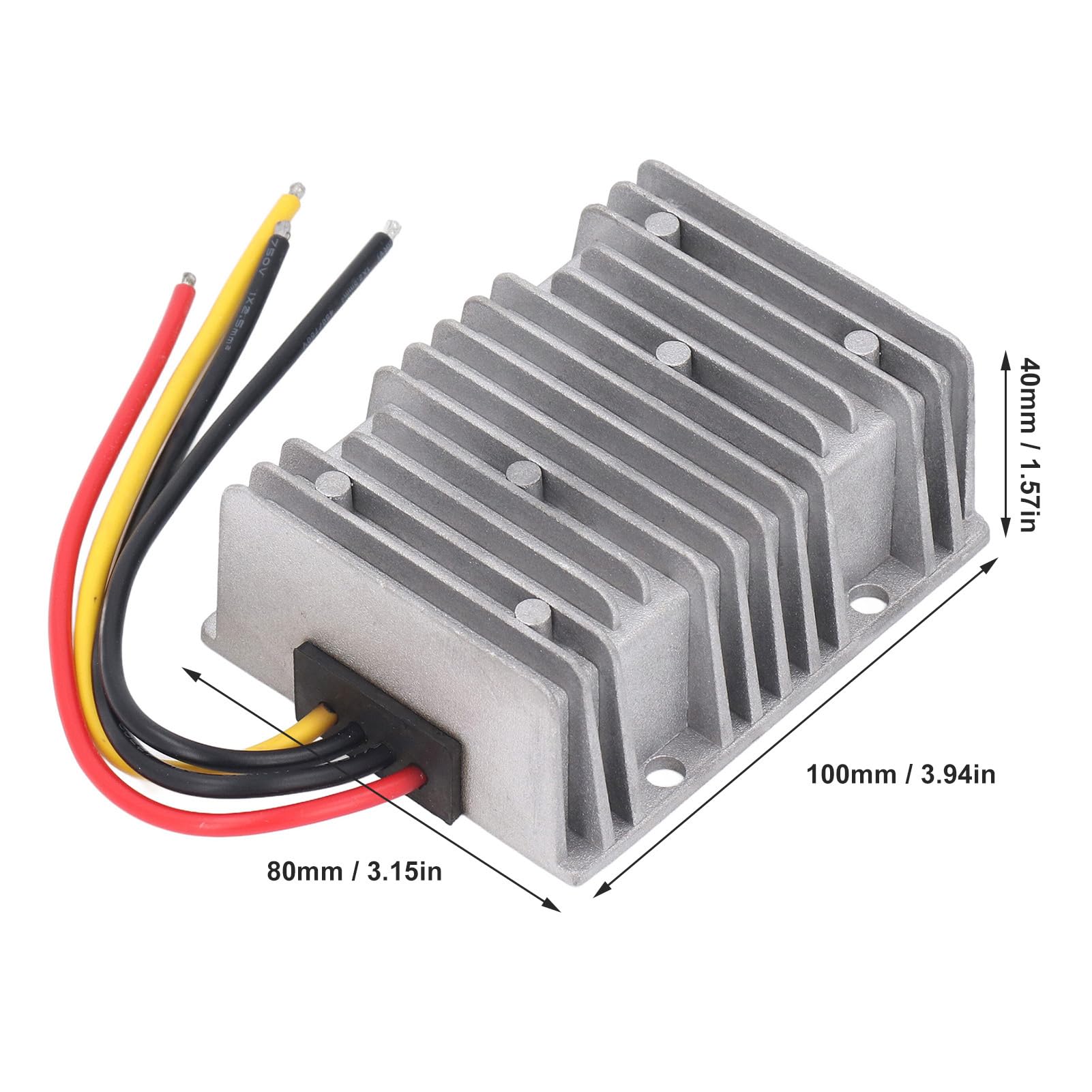 Wakects Nieizolowany Regulator Napięcia DC 560 W, Przetwornica Napięcia z Odlewanego Ciśnieniowo Aluminium 24 V 18 36 V do 28 20 A, Uszczelniony Radiator IP67 do Pojazdów Oświetlenie LED Systemy