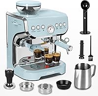 Vista 1 de Amaste Máquina de café expreso con molinillo, máquina de café expreso de 15 Bar con varilla de vapor para Latte y capuchino, tanque de agua de 68