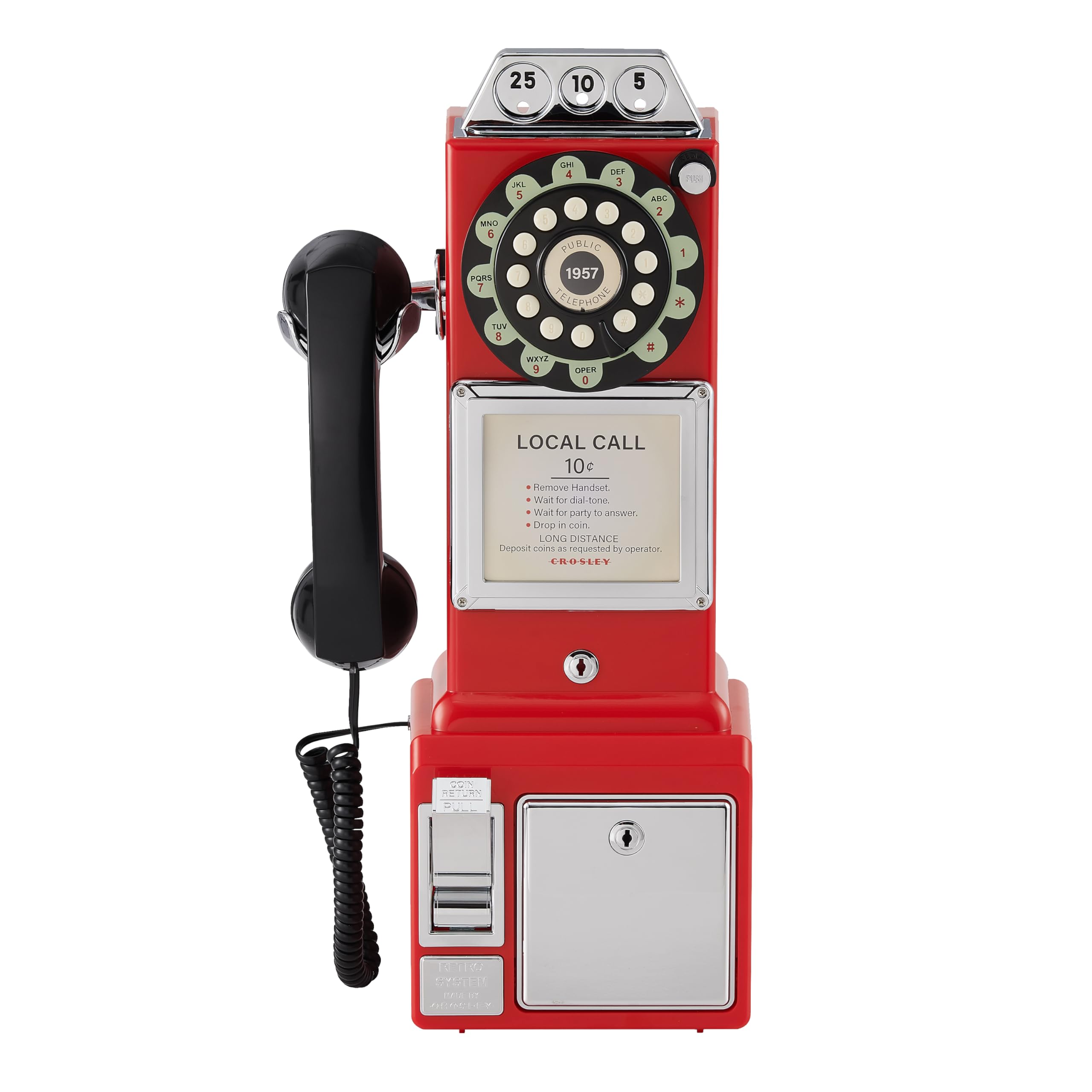 Crosley CR56-RE 1950s Payphone Push Button Red - Dettaglio