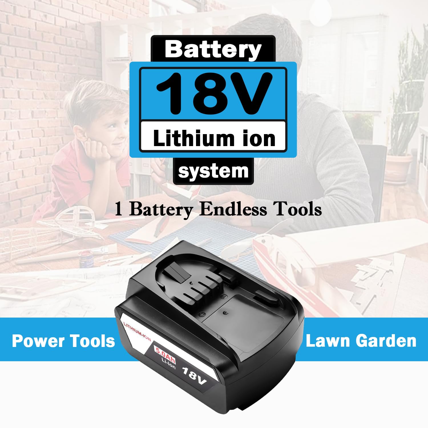 5.0Ah Batteria di Ricambio 18V Li-Ion per Bosch Power PBA PSB PSR, Compatibile con Bosch, Gloria, Gardena, Wagner, Emmaljunga Home and Garden 18V Utensili
