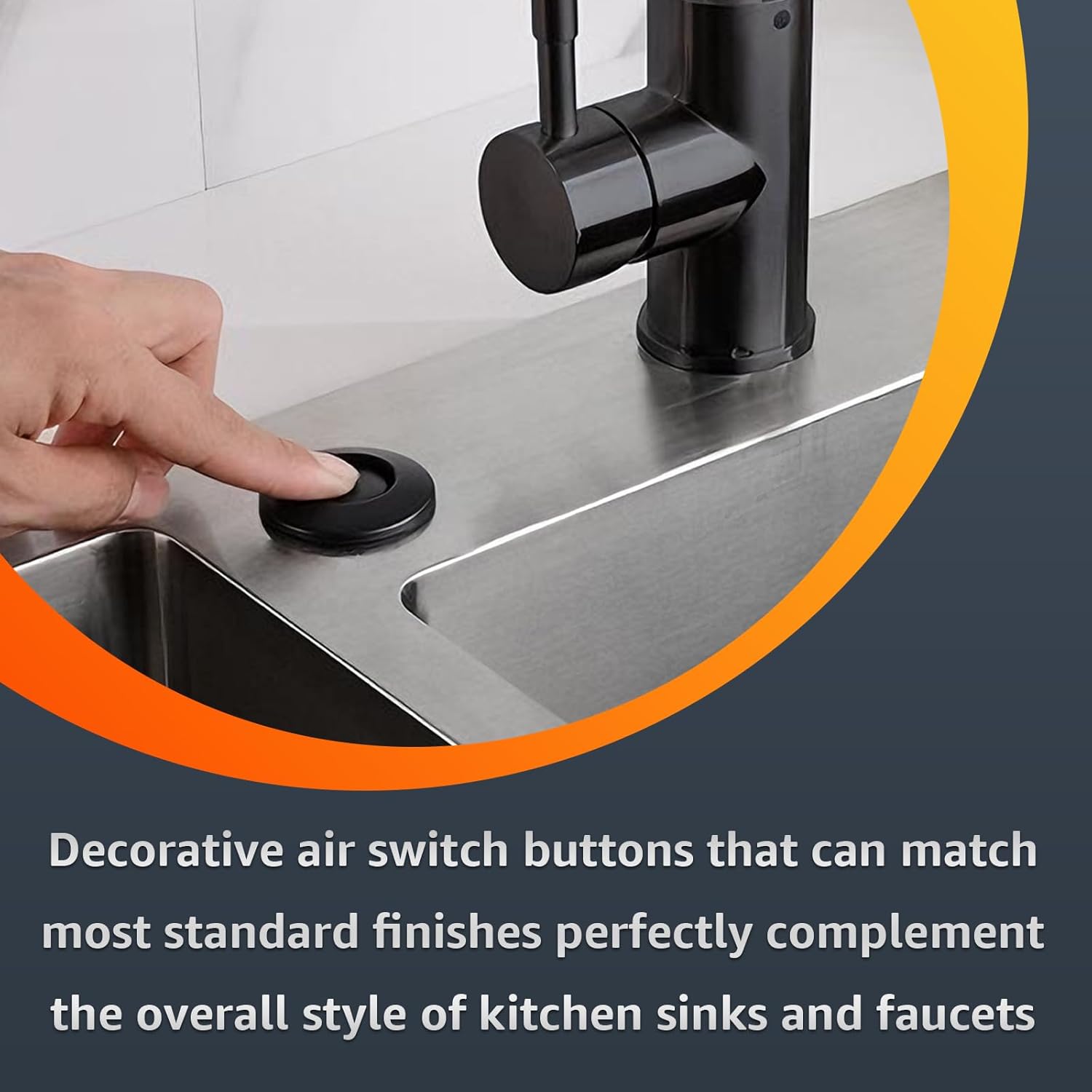Switch Button for InSinkErator Garbage Disposal Parts, Replacement for InSinkErator STC-MTBLK Push SinkTop Garbage Disposal Button, Matte Black 2PCS