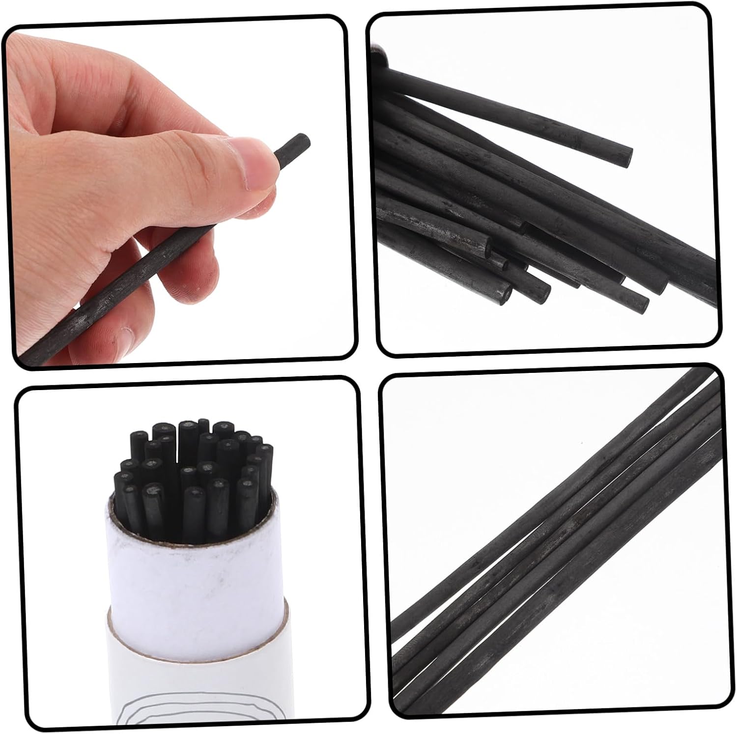 KALLORY 25Pcs Willow Charcoal Drawing Sticks Compressed Charcoal for Sketching Shading Art Supplies for Teens and Adults