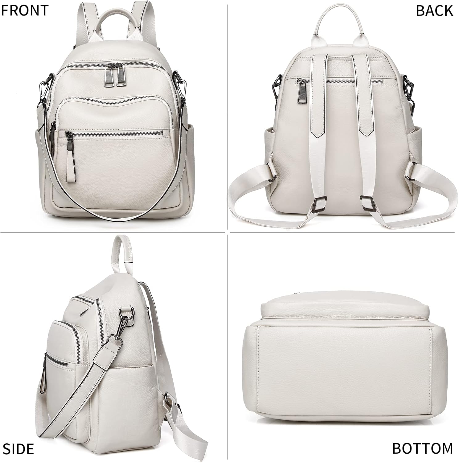 Genuine Leather Backpack Purse For Women Real Soft Leather Travel Convertible Shoulder Bag - Image 3