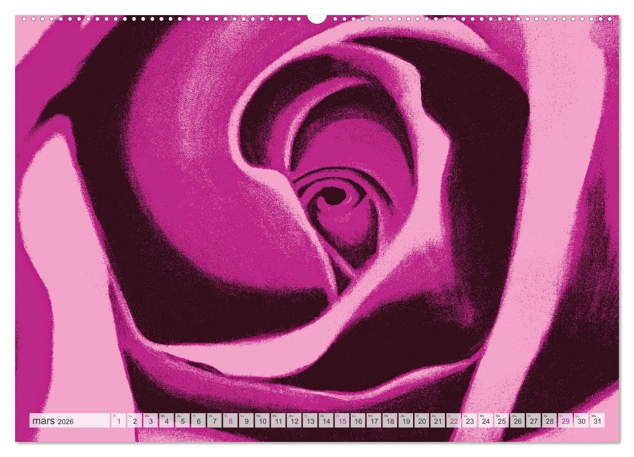 Roses peintes (Calendrier mural 2026 DIN A2 horizontal), CALVENDO calendrier mensuel: Pétales de roses abstraites peintes selon la technique acrylique au pinceau