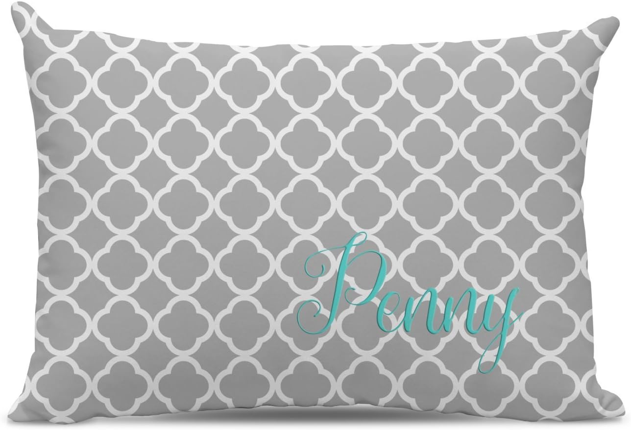 Monogrammed Gray Quatrefoil Dog Bed