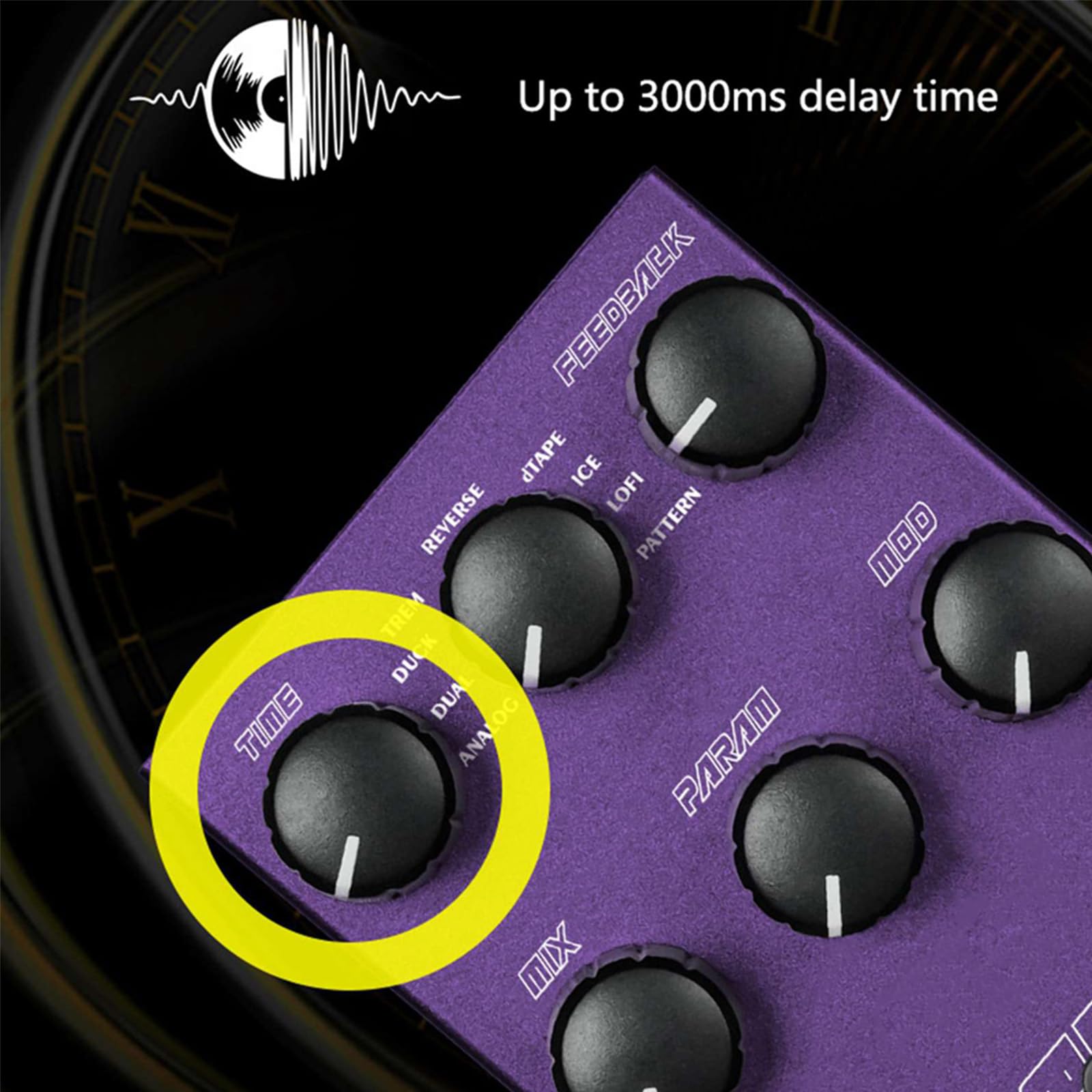 M-VAVE Gitarrenpedal Overdrive Delay Digital Delay Effektor DC9V Typ-C Lila