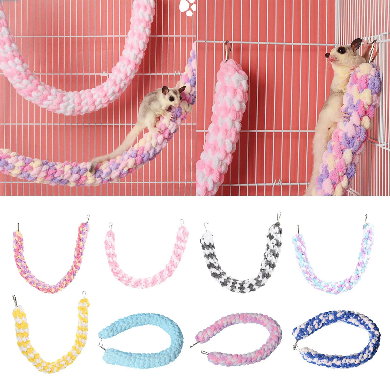 Haustier-Spielzeug Set – Schaukel, Brücke, Hängematte & Glöckchen Für Vögel, Hamster, Eichhörnchen (bunt, 22,1x25 Cm)