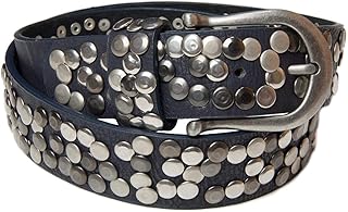 Cinturón de mujer con tachuelas de diferentes tamaños, cinturón de cuero sintético en color sólido, cinturón ajustable para mujer 03010008